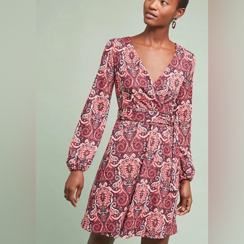Maeve (Anthropologie) Long Sleeve Paisley Dress with Belt Size XSP